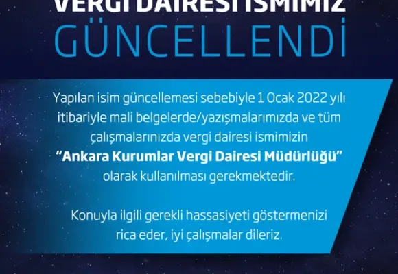Vergi Dairesi İsmimiz Güncellendi