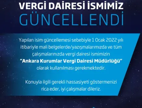 Vergi Dairesi İsmimiz Güncellendi